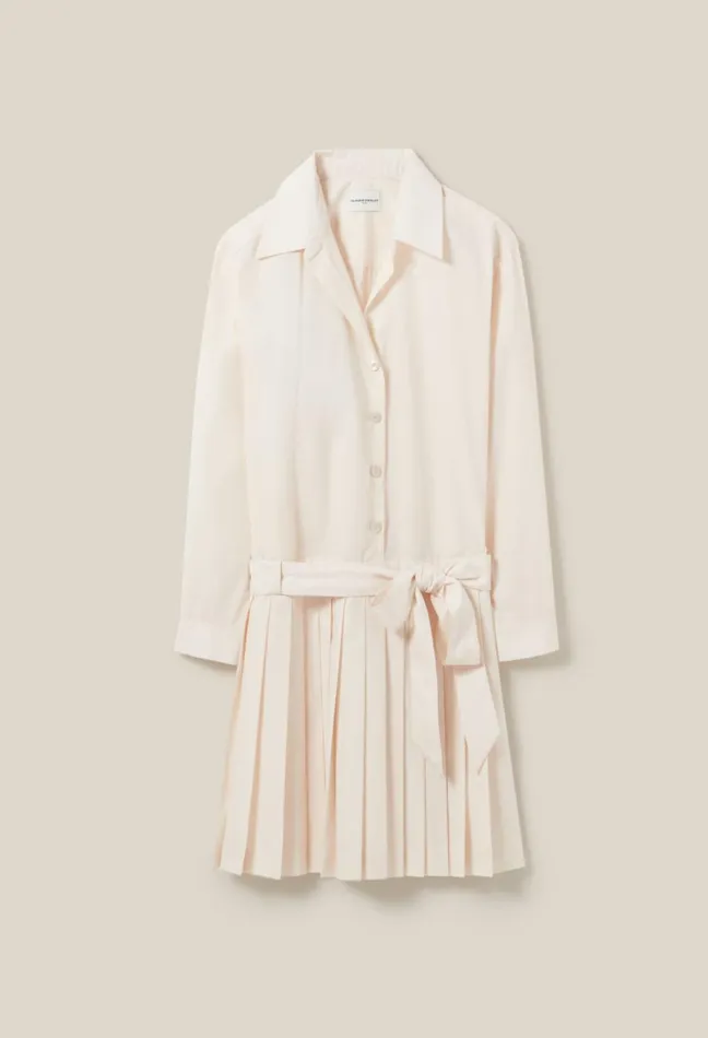 Claudie Pierlot Belted Shirt Dress Ecru Women Dresses