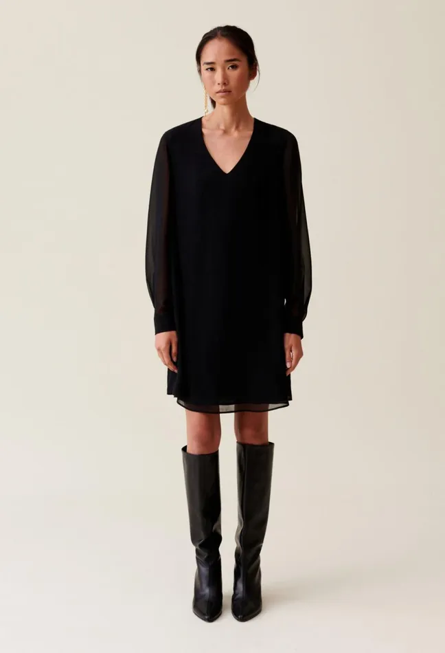 Claudie Pierlot Black Flowing Babydoll Dress Women Dresses Claudie Pierlot Black Flowing Babydoll Dress Women Dresses