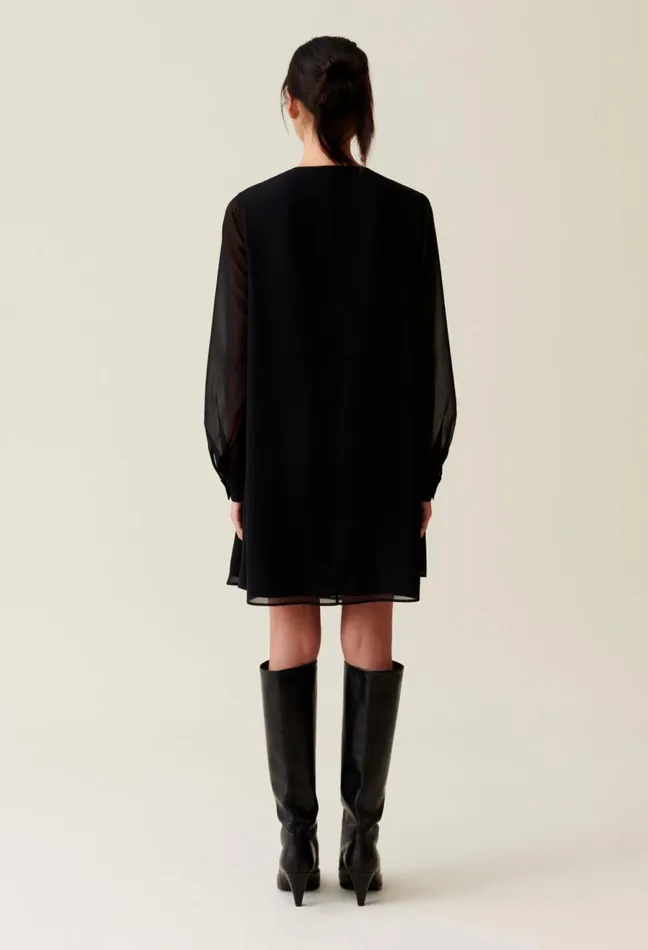 Claudie Pierlot Black Flowing Babydoll Dress Women Dresses Claudie Pierlot Black Flowing Babydoll Dress Women Dresses
