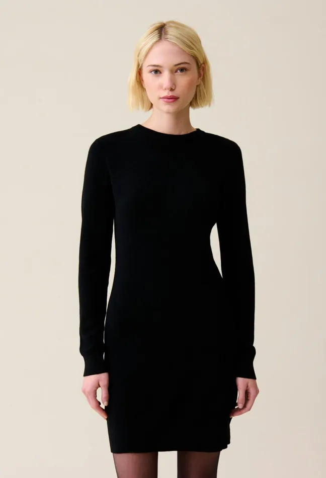 Claudie Pierlot Black Knit Dress Removable Collar Women Dresses