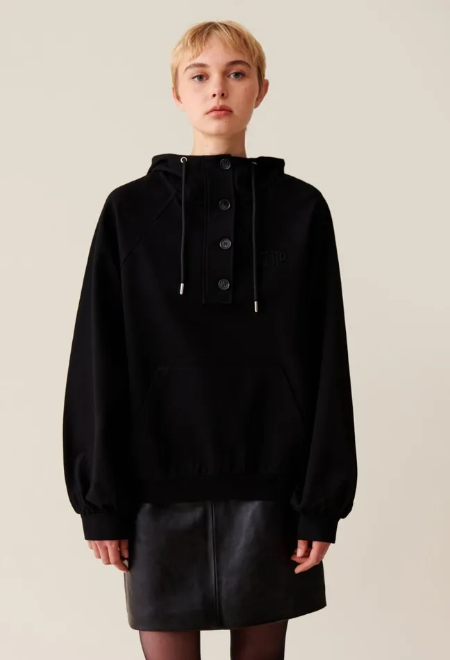 Claudie Pierlot Black Oversized Hoodie Women Sweatshirts
