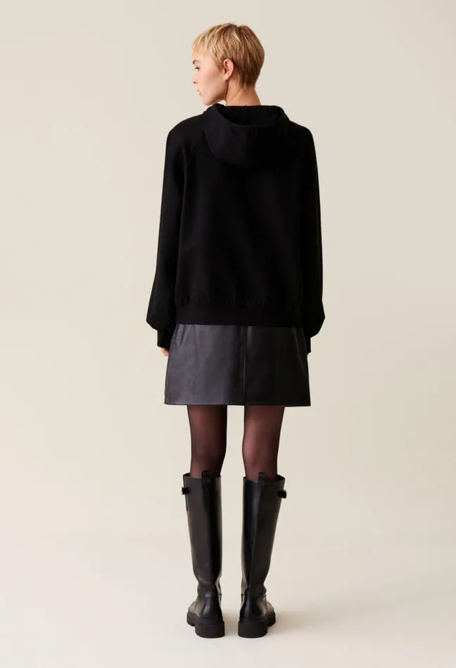 Claudie Pierlot Black Oversized Hoodie Women Sweatshirts