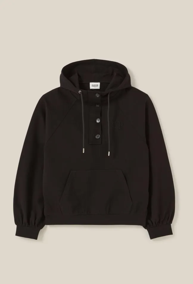 Claudie Pierlot Black Oversized Hoodie Women Sweatshirts