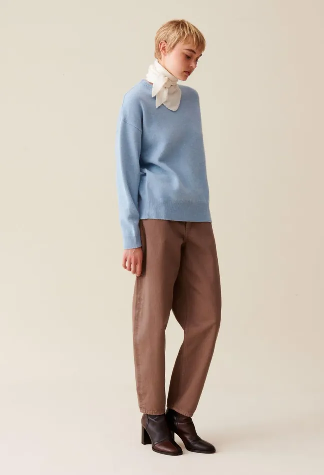 Claudie Pierlot Embroidered Cashmere Jumper Sky Blue Women Knitwear And Cardigans