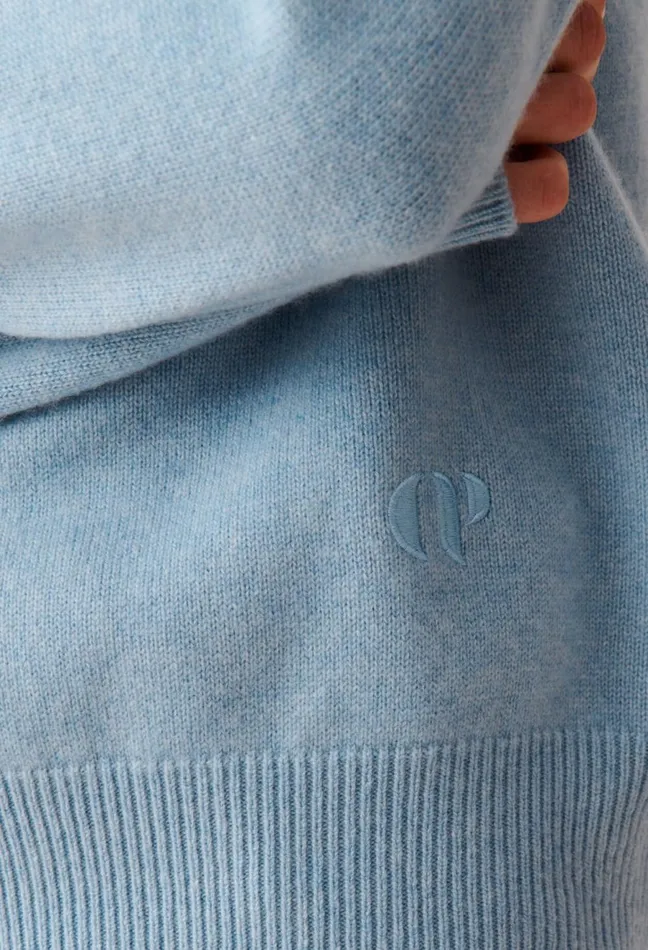 Claudie Pierlot Embroidered Cashmere Jumper Sky Blue Women Knitwear And Cardigans