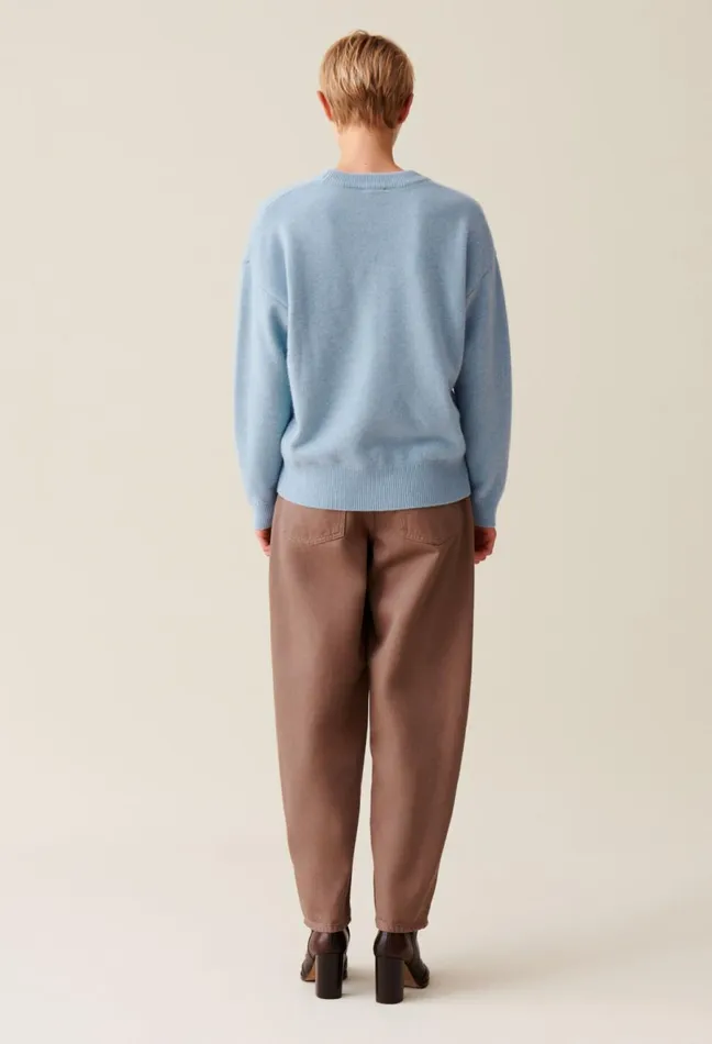 Claudie Pierlot Embroidered Cashmere Jumper Sky Blue Women Knitwear And Cardigans