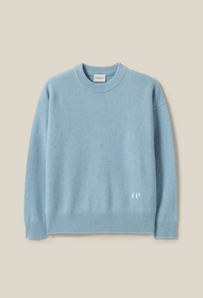 Claudie Pierlot Embroidered Cashmere Jumper Sky Blue Women Knitwear And Cardigans