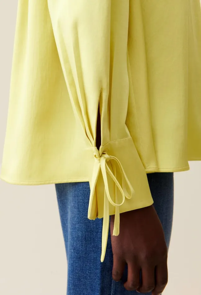 Claudie Pierlot Flowy Blouse With Open Neck Yellow Women Tops And Shirts