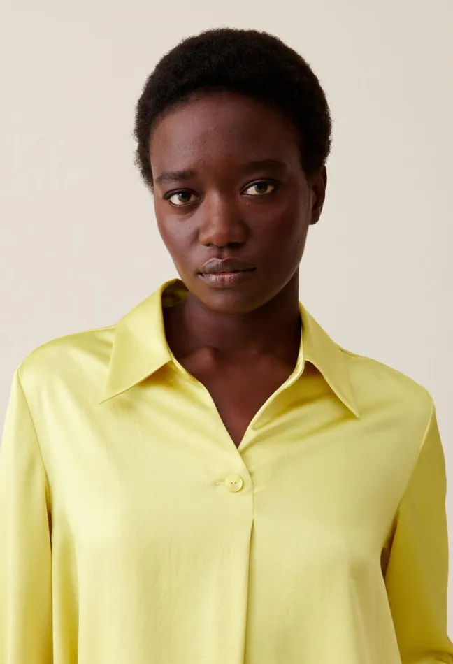 Claudie Pierlot Flowy Blouse With Open Neck Yellow Women Tops And Shirts