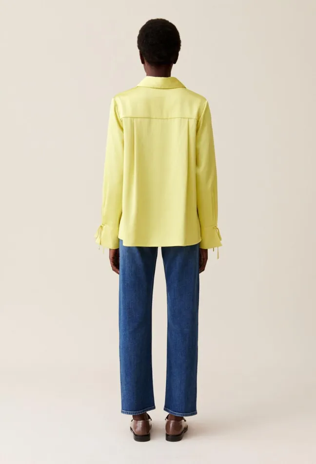 Claudie Pierlot Flowy Blouse With Open Neck Yellow Women Tops And Shirts