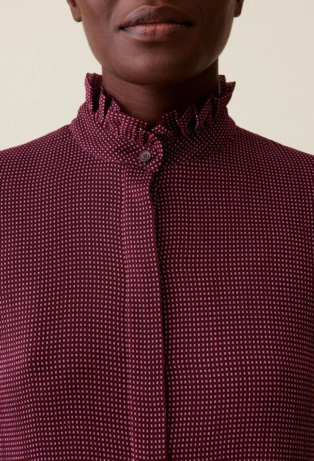 Claudie Pierlot Flowy Checkered Shirt Pink Women Tops And Shirts
