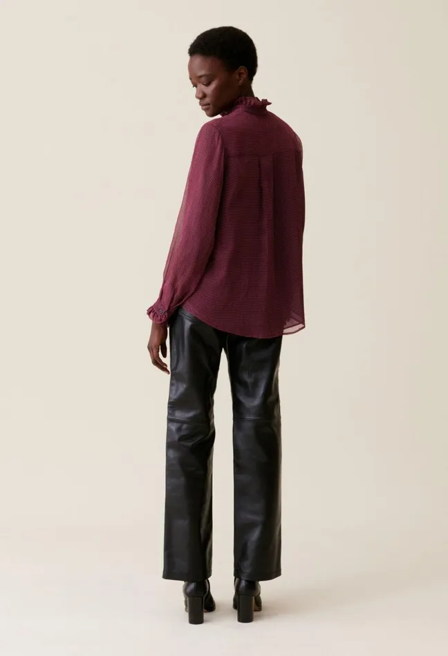 Claudie Pierlot Flowy Checkered Shirt Pink Women Tops And Shirts