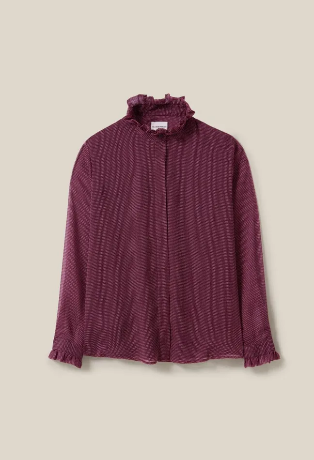 Claudie Pierlot Flowy Checkered Shirt Pink Women Tops And Shirts