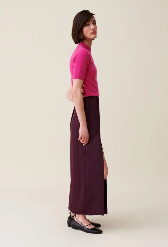 Claudie Pierlot Flowy Pleated Maxi Skirt Burgundy Women Skirts And Shorts Claudie Pierlot Flowy Pleated Maxi Skirt Burgundy Women Skirts And Shorts