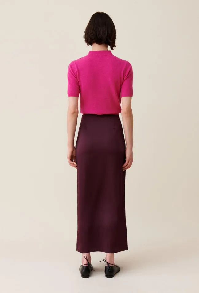 Claudie Pierlot Flowy Pleated Maxi Skirt Burgundy Women Skirts And Shorts Claudie Pierlot Flowy Pleated Maxi Skirt Burgundy Women Skirts And Shorts