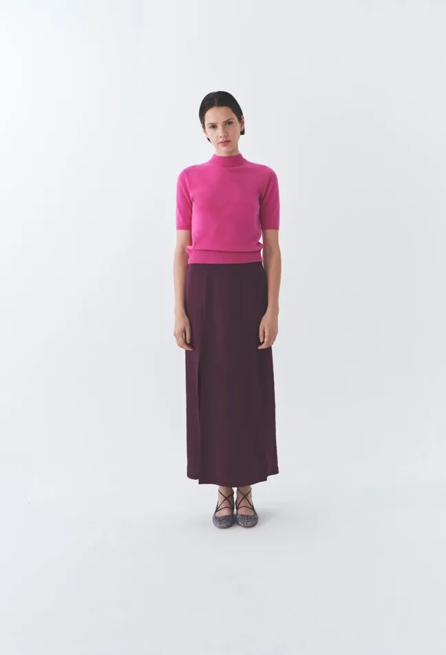 Claudie Pierlot Flowy Pleated Maxi Skirt Burgundy Women Skirts And Shorts Claudie Pierlot Flowy Pleated Maxi Skirt Burgundy Women Skirts And Shorts