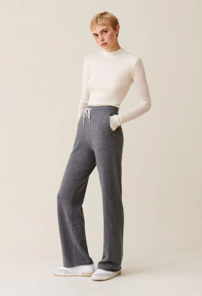 Claudie Pierlot Fluid Grey Cashmere Trousers Mottled Grey Women Jeans And Trousers