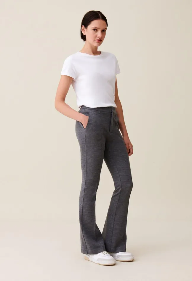 Claudie Pierlot Grey Fitted Flare Trousers Mottled Grey Women Jeans And Trousers