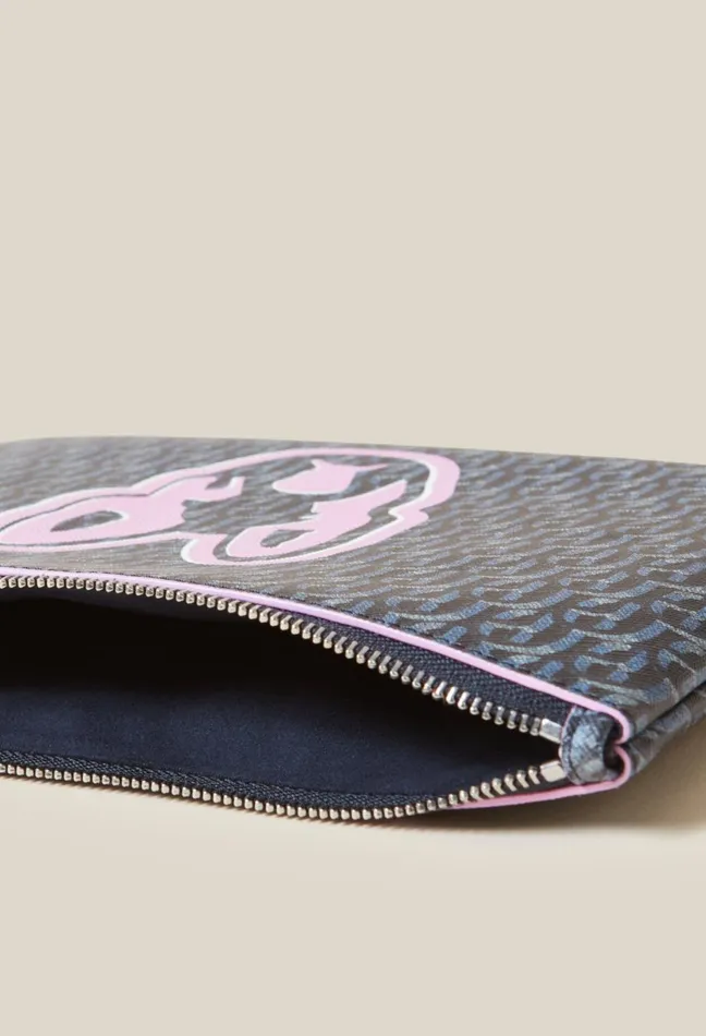 Claudie Pierlot Jean Toto Cp Monogram Clutch Navy Women Small Leather Goods
