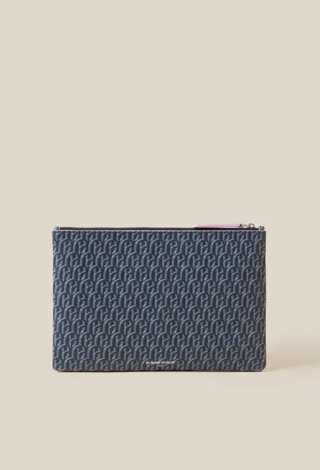 Claudie Pierlot Jean Toto Cp Monogram Clutch Navy Women Small Leather Goods