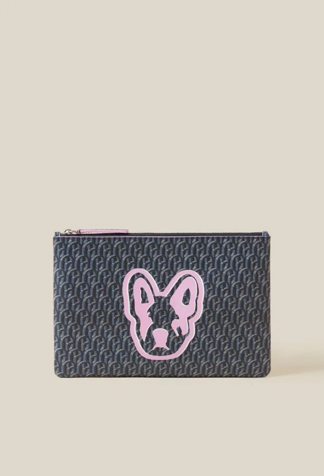 Claudie Pierlot Jean Toto Cp Monogram Clutch Navy Women Small Leather Goods