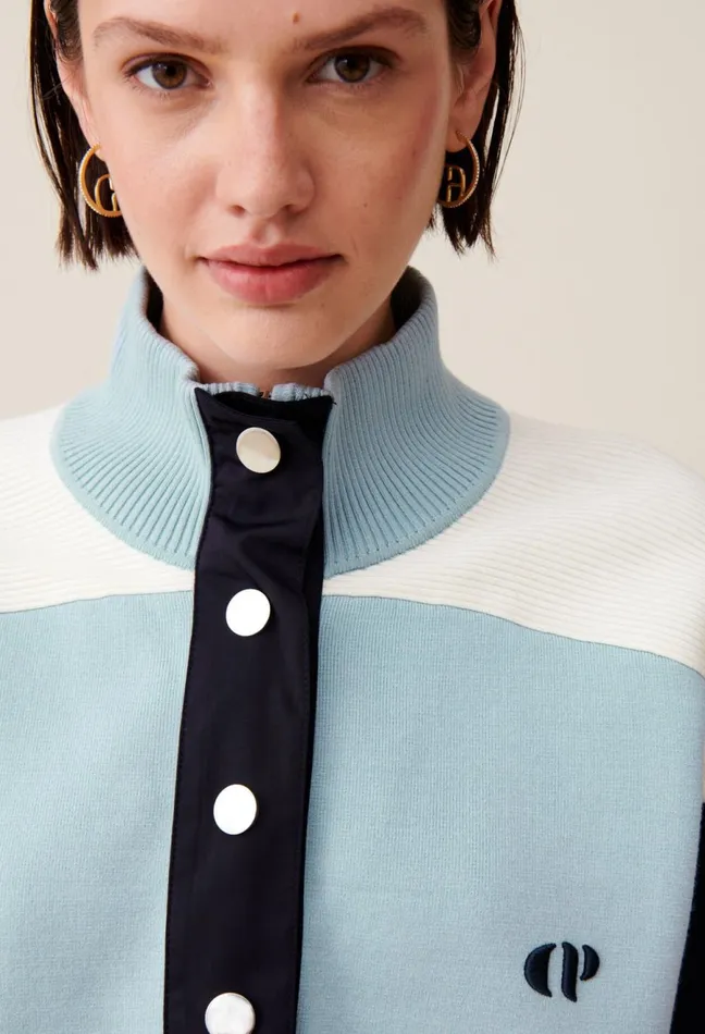 Claudie Pierlot Minimum Trucker Collar Sweatshirt Sky Blue Women Sweatshirts Claudie Pierlot Minimum Trucker Collar Sweatshirt Sky Blue Women Sweatshirts
