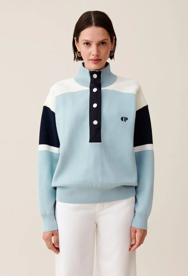 Claudie Pierlot Minimum Trucker Collar Sweatshirt Sky Blue Women Sweatshirts Claudie Pierlot Minimum Trucker Collar Sweatshirt Sky Blue Women Sweatshirts