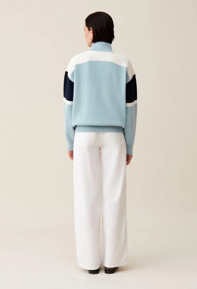 Claudie Pierlot Minimum Trucker Collar Sweatshirt Sky Blue Women Sweatshirts Claudie Pierlot Minimum Trucker Collar Sweatshirt Sky Blue Women Sweatshirts