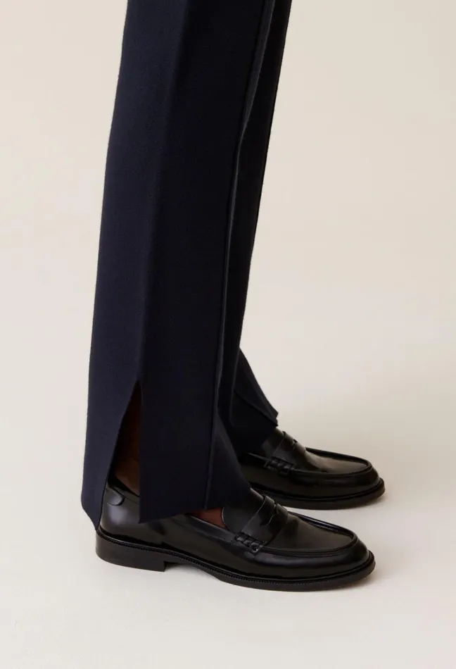 Claudie Pierlot Navy Blue Knitted Trousers Women Jeans And Trousers