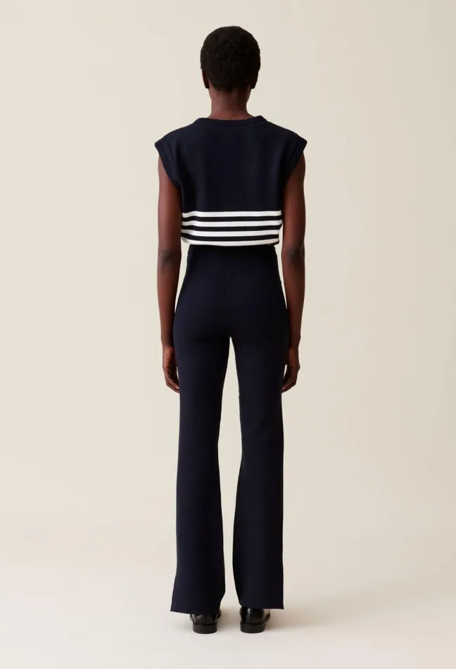Claudie Pierlot Navy Blue Knitted Trousers Women Jeans And Trousers