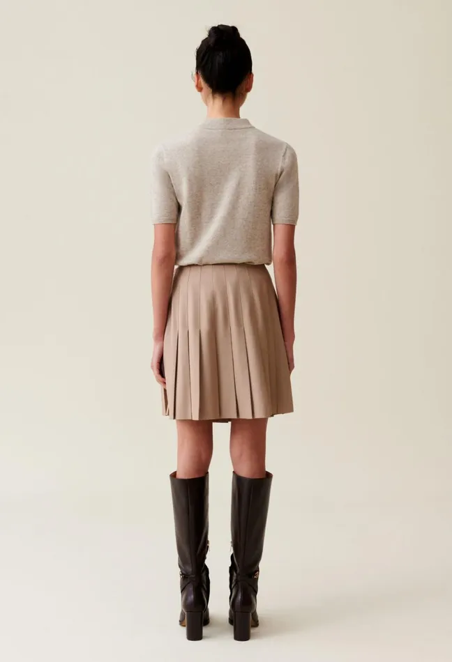 Claudie Pierlot Pleated Mini Skirt Beige Women Skirts And Shorts