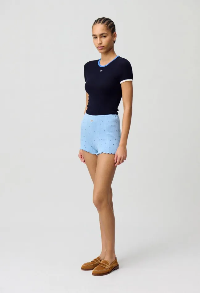 Claudie Pierlot Short Soft Knit Mid Blue Women Skirts And Shorts