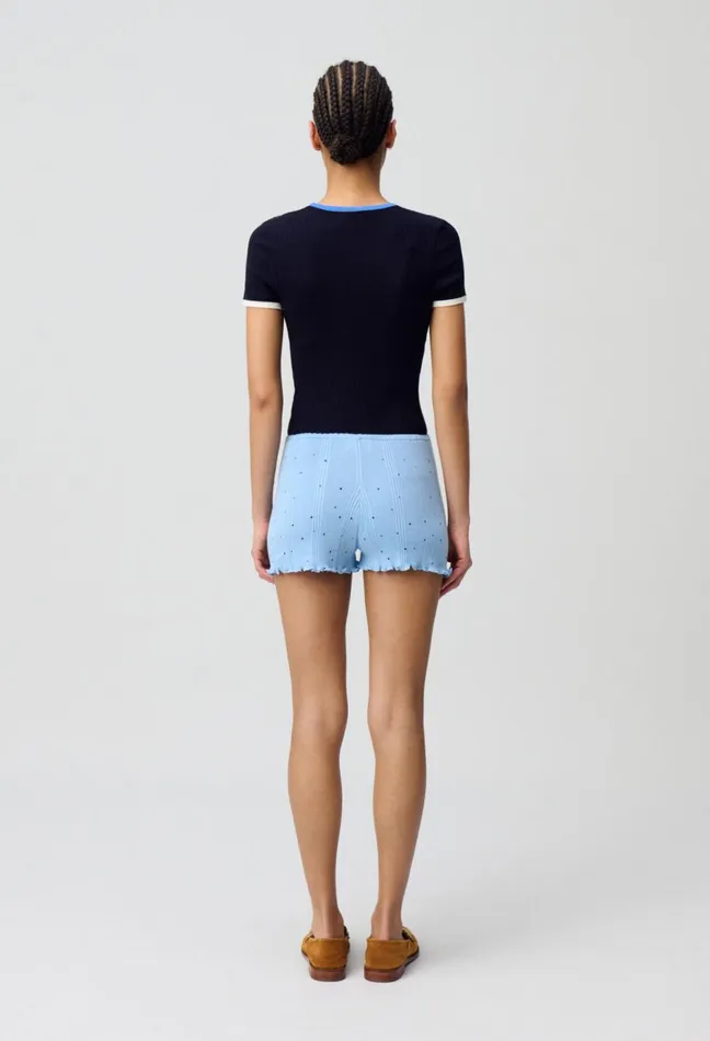 Claudie Pierlot Short Soft Knit Mid Blue Women Skirts And Shorts