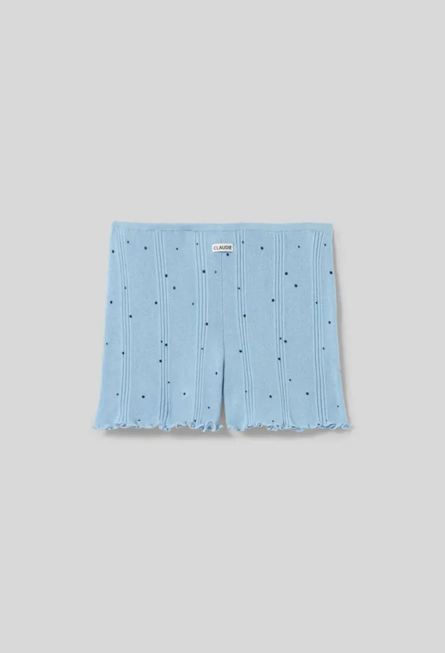 Claudie Pierlot Short Soft Knit Mid Blue Women Skirts And Shorts