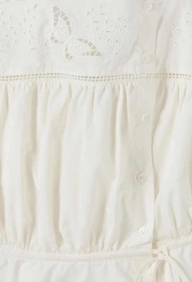 Claudie Pierlot SquareNeck Embroidered Ecru Top Women Tops And Shirts Claudie Pierlot SquareNeck Embroidered Ecru Top Women Tops And Shirts