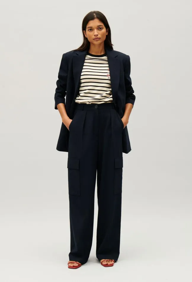 Claudie Pierlot TwoTone Stripy Breton TShirt Dualcolor Women TShirts