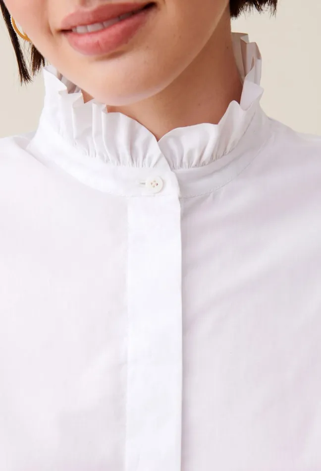 Claudie Pierlot White Shirt With Ruffled Collar Women Tops And Shirts