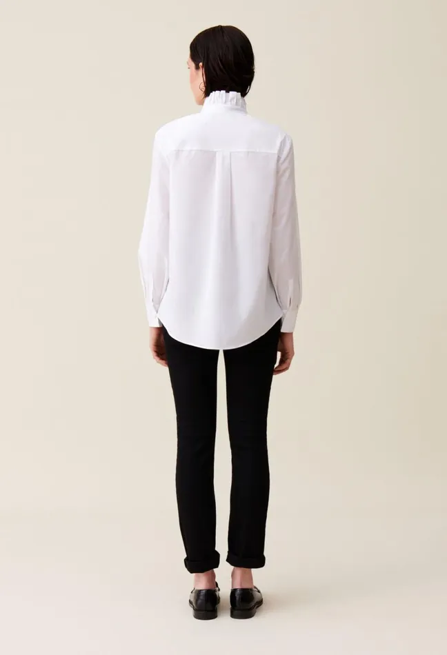Claudie Pierlot White Shirt With Ruffled Collar Women Tops And Shirts