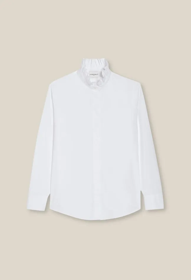 Claudie Pierlot White Shirt With Ruffled Collar Women Tops And Shirts