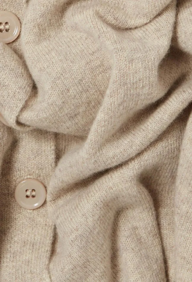 Claudie Pierlot Wool Cardigan W Cp Embroidery Beige Women Knitwear And Cardigans
