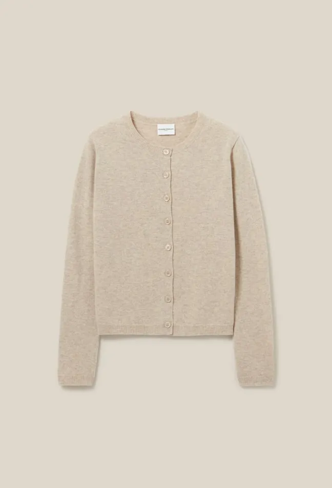 Claudie Pierlot Wool Cardigan W Cp Embroidery Beige Women Knitwear And Cardigans