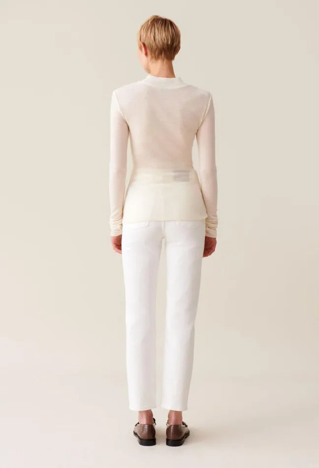 Claudie Pierlot Wool Top With High Neck Vanilla Women Knitwear And Cardigans