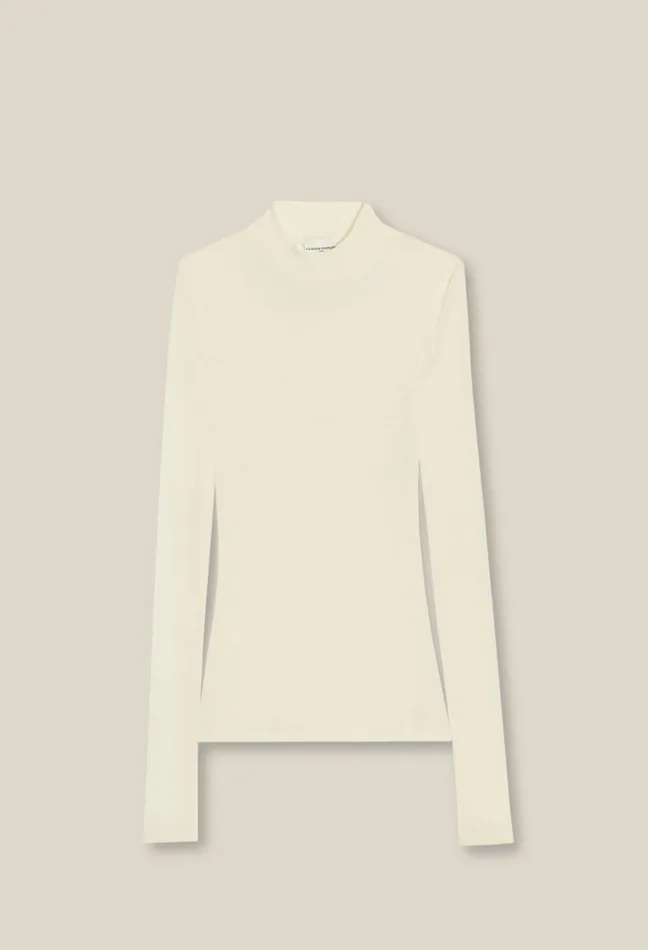 Claudie Pierlot Wool Top With High Neck Vanilla Women Knitwear And Cardigans
