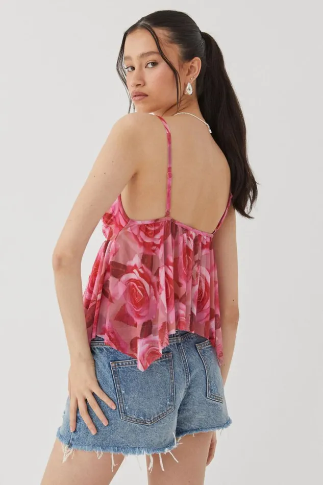 Clothing Supr Going Out Tops Alice Mesh Cami Rosie Floral Pink