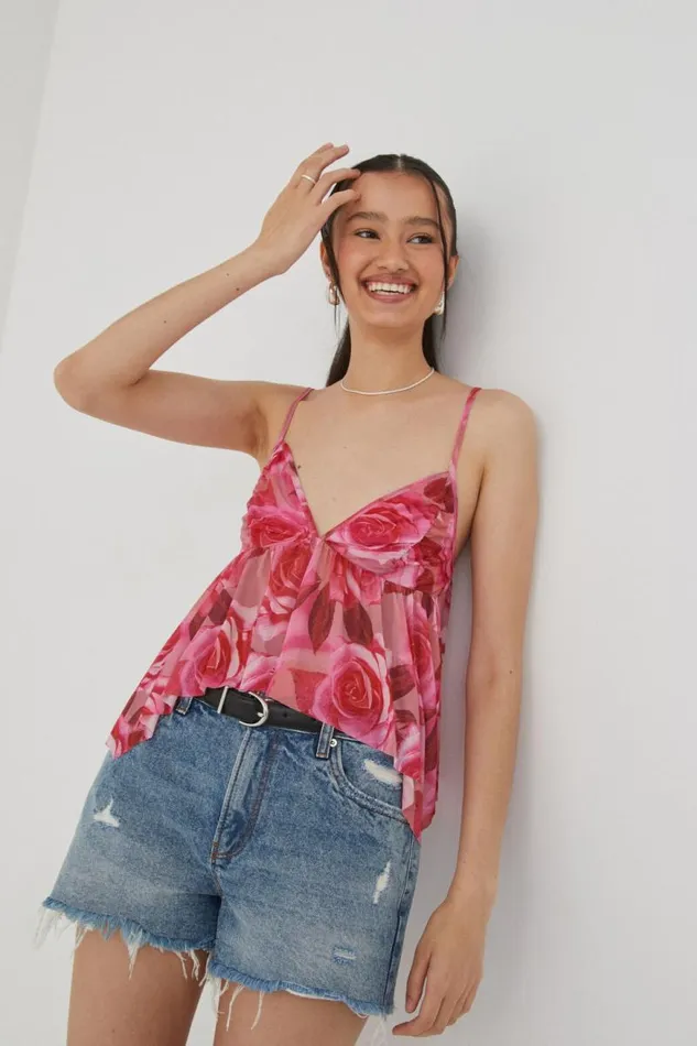 Clothing Supr Going Out Tops Alice Mesh Cami Rosie Floral Pink