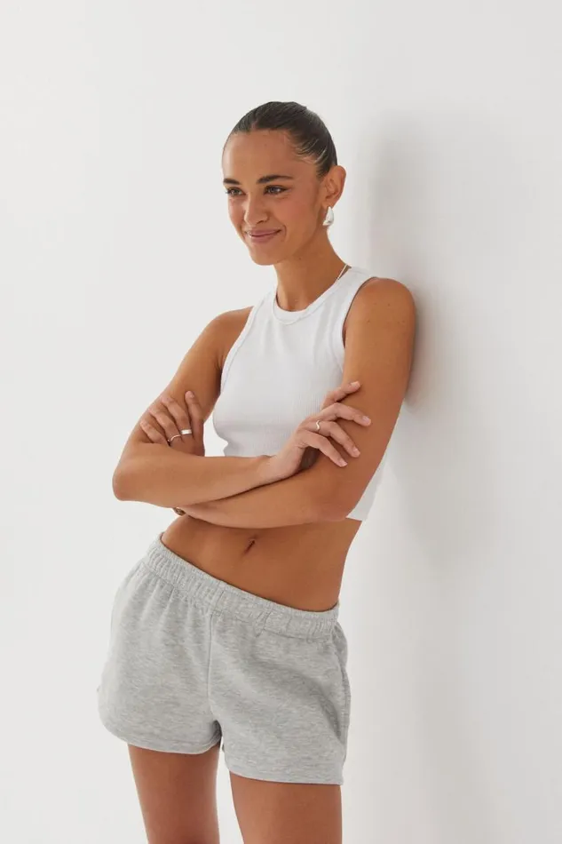 Clothing Supr Hoodies and Trackies Malia Sweat Short Grey Marle
