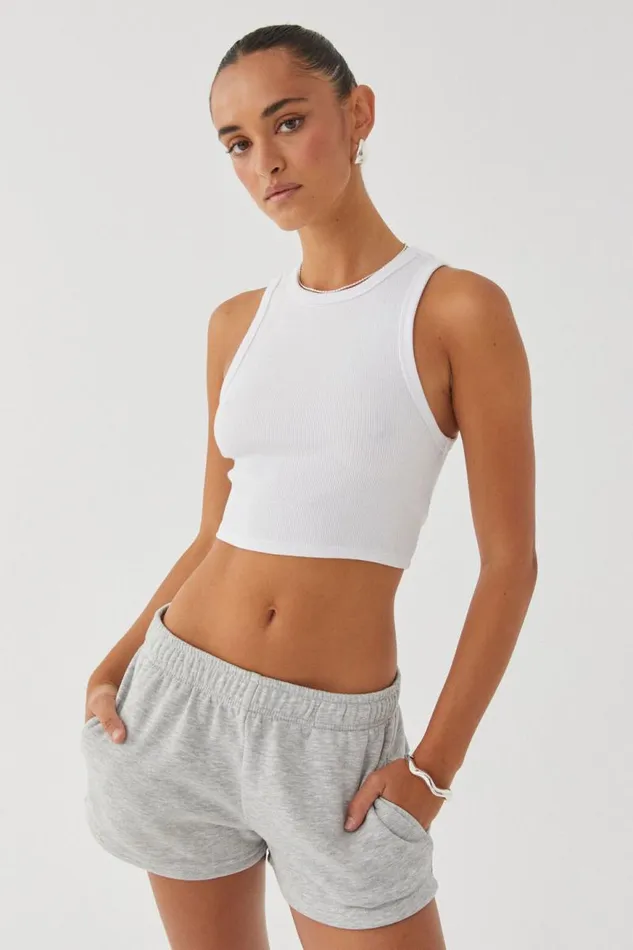 Clothing Supr Hoodies and Trackies Malia Sweat Short Grey Marle