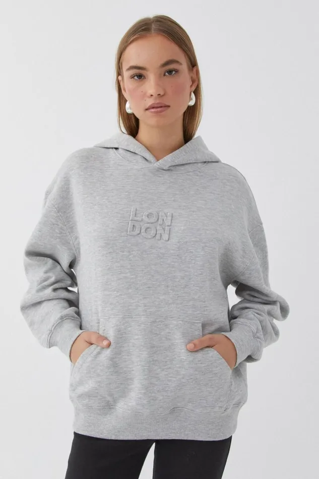 Clothing Supr Hoodies and Trackies Paige Oversized Printed Hoodie Grey Marlelondon