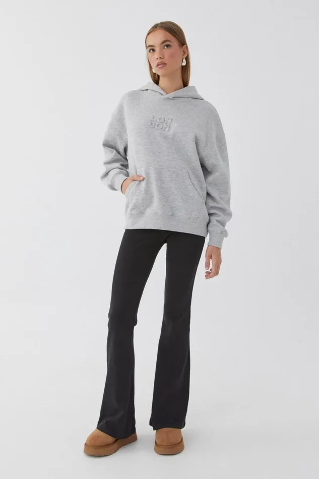 Clothing Supr Hoodies and Trackies Paige Oversized Printed Hoodie Grey Marlelondon