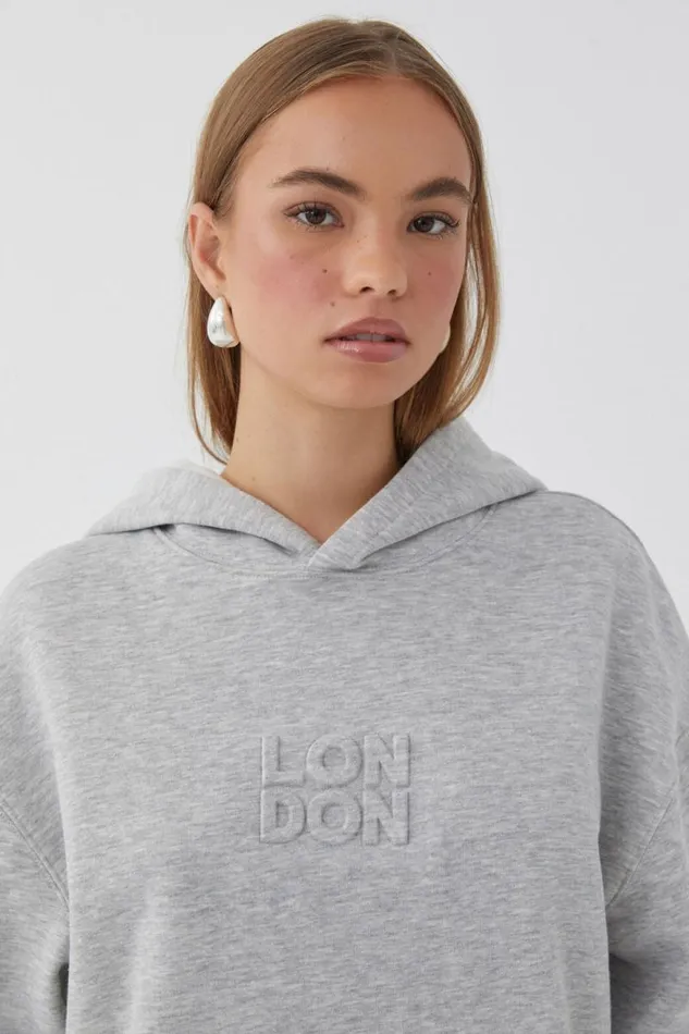 Clothing Supr Hoodies and Trackies Paige Oversized Printed Hoodie Grey Marlelondon